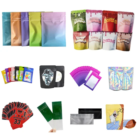 3.5g 7g 1g 1lb 14G Échantillon gratuit imprimé personnalisé Stand up Pouch Ziplock Foil Comestible Gummy Sacs d'emballage Sac en plastique Mylar résistant aux enfants à l'épreuve des odeurs